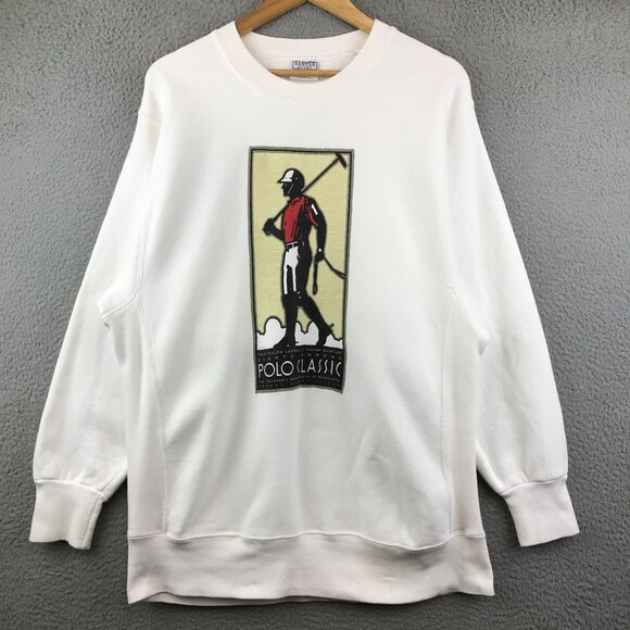 Vintage Eighth Annual Polo Classic poster sweatshirt crewneck size L - Picture 1 of 13